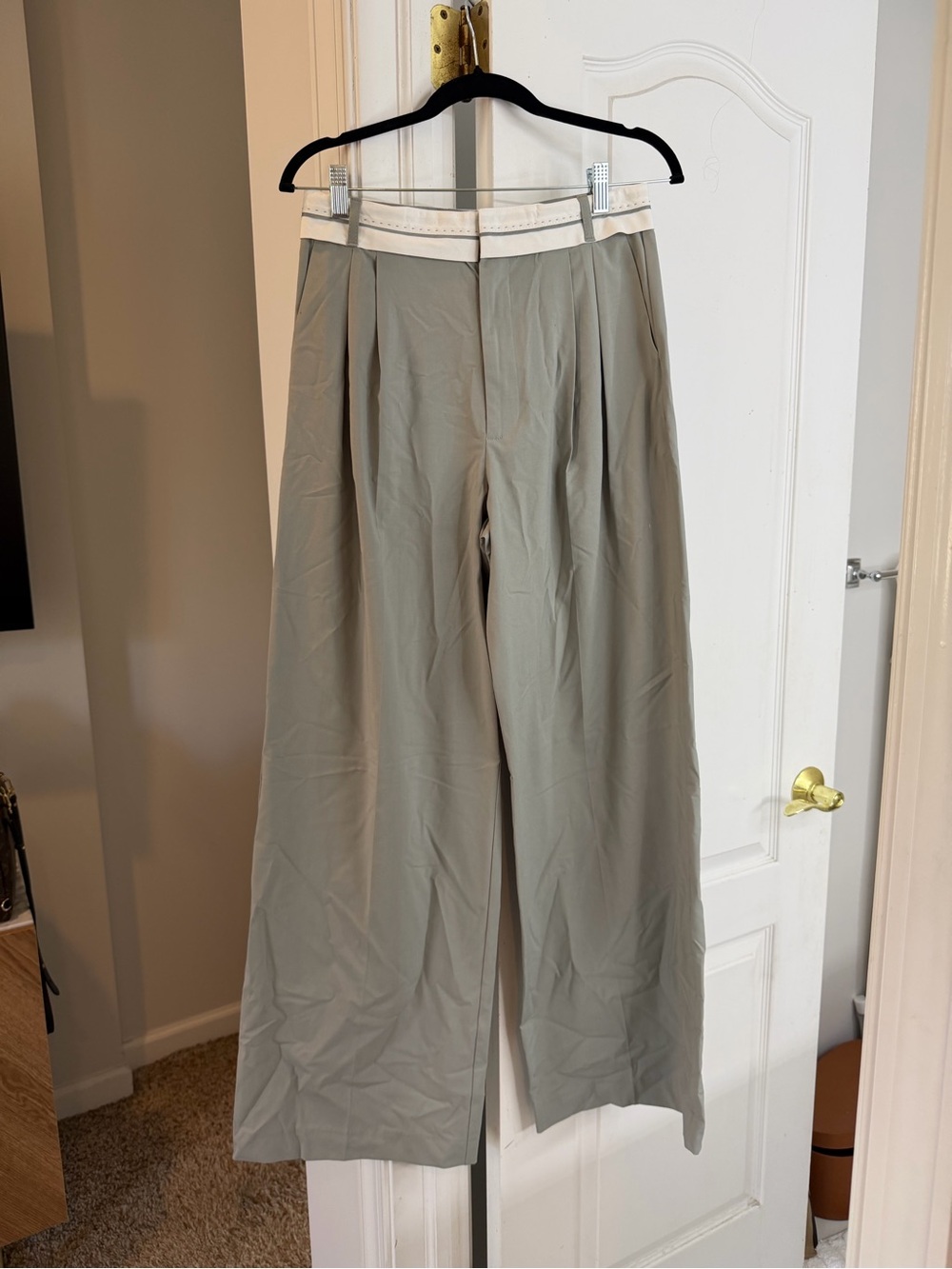 Zara Wide-Leg Trousers with White Waistband
